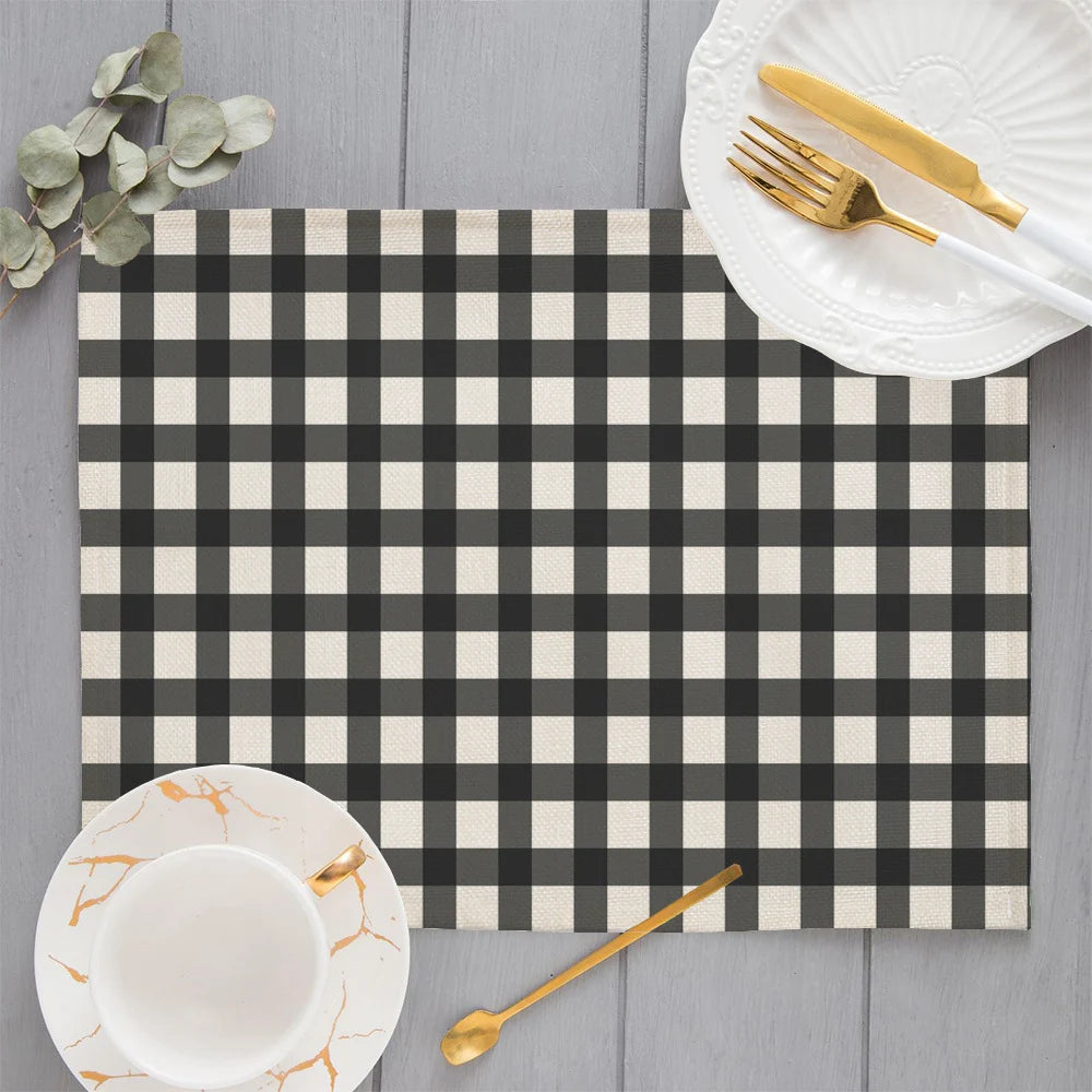 Small Plaid Placemats Linen Table Mat