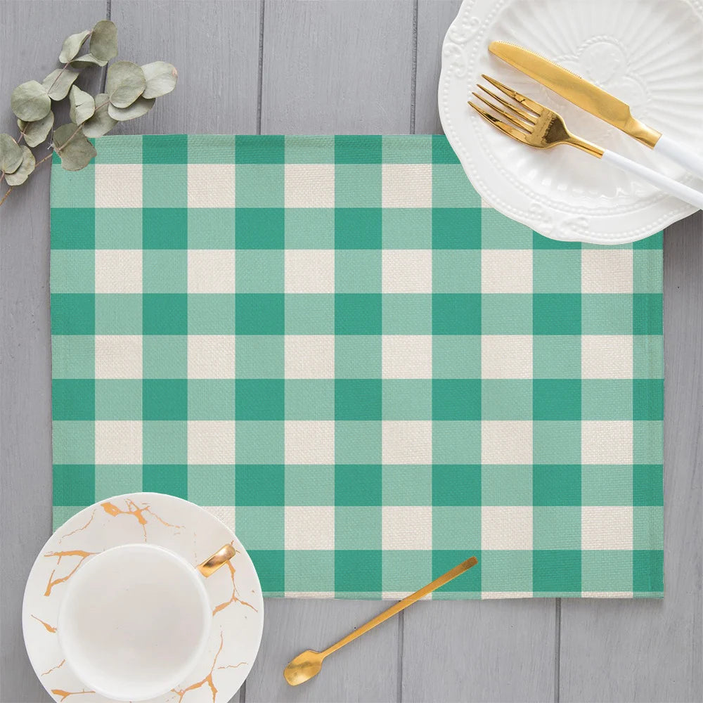 Small Plaid Placemats Linen Table Mat