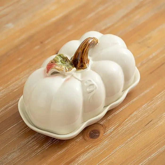Novel Pumpkin with Lid Ceramic Dining Plate Snack Plate